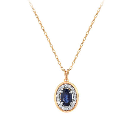 0.10 Karat Safir Taşlı Pırlanta Kolye
