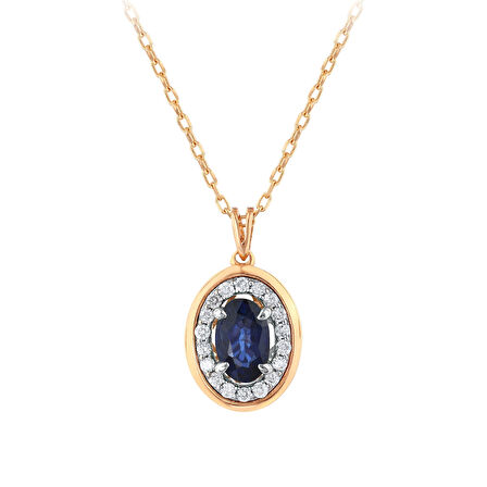 0.10 Karat Safir Taşlı Pırlanta Kolye