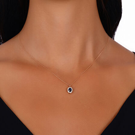 0.10 Karat Safir Taşlı Pırlanta Kolye