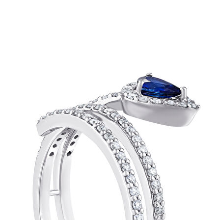 0.30 Karat Pırlanta Safir Taşlı Fantezi Yüzük