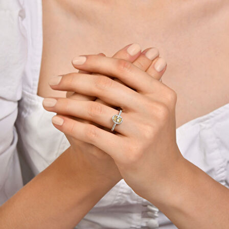 Pırlanta Sarı Violet Taşlı Yüzük