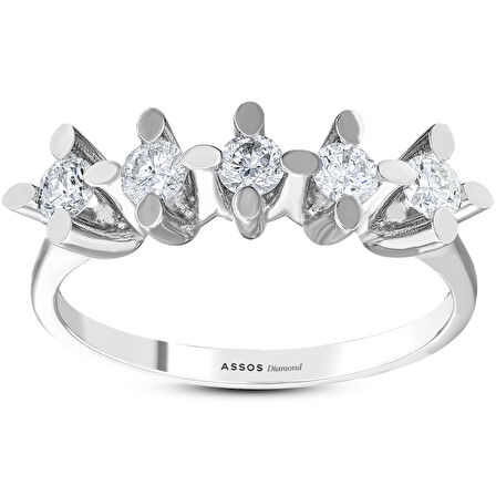 0.75 Karat Pırlanta Beştaş Yüzük