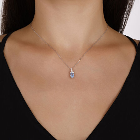 0.12 Karat Violet Taşlı Pırlanta Kolye