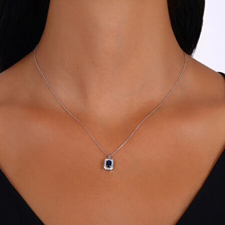 0.10 Karat Safir Taşlı Pırlanta Kolye