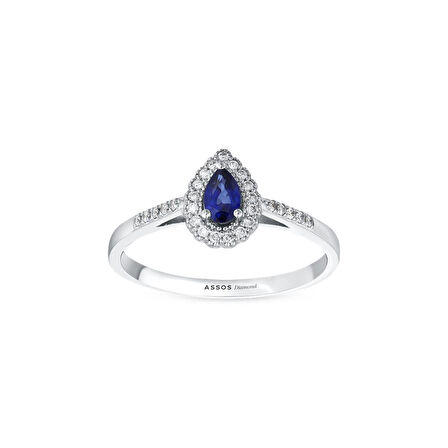 0.20 Karat Pırlanta Safir Taşlı Yüzük
