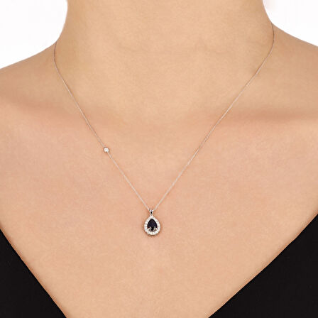 0.17 Karat Safir Renkli Pırlanta Kolye