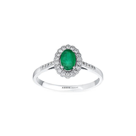 0.20 Karat Zümrüt Taşlı Pırlanta Fantezi Yüzük