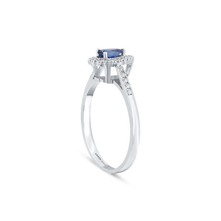 0.18 Karat Pırlanta Safir Taşlı Yüzük