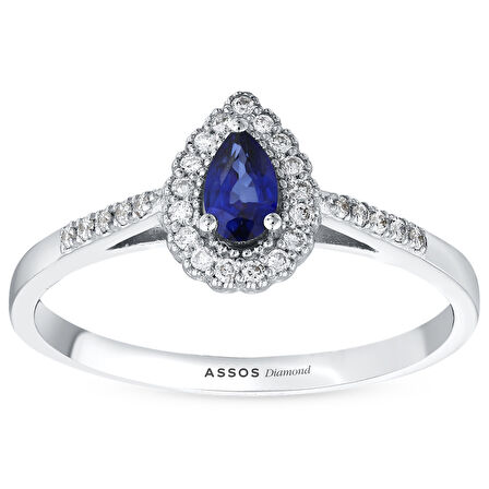 0.18 Karat Pırlanta Safir Taşlı Yüzük