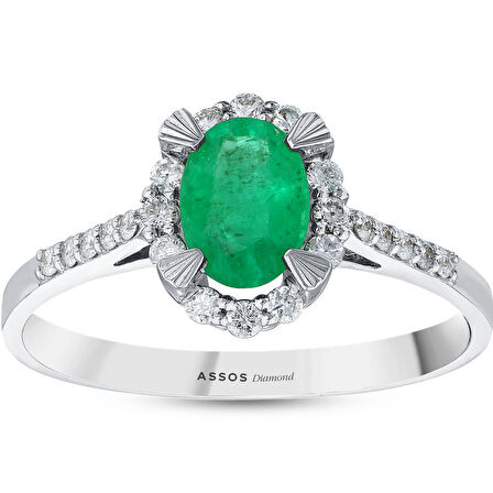 0.22 Karat Zümrüt Taşlı Pırlanta Yüzük