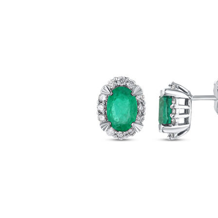 0.30 Karat Zümrüt Taşlı Pırlanta Küpe