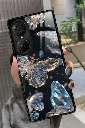 Reeder S19 Max Pro S EDGE Uyumlu Beyaz Kelebek Tasarımlı Parlak Silikon Kılıf
