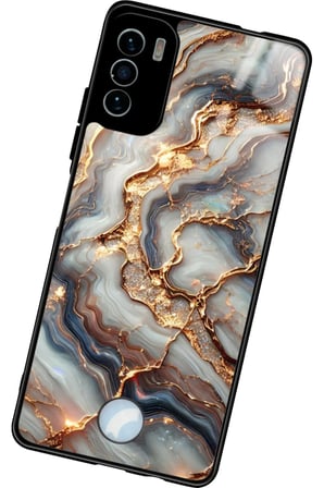 Reeder S19 Max Pro S Uyumlu Beyaz&Altın Mermer Tasarımlı Parlak Silikon Kılıf