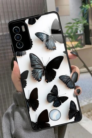 Reeder S19 Max Pro S Uyumlu Siyah Kelebek Tasarımlı Parlak Silikon Kılıf