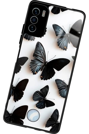 Reeder S19 Max Pro S Uyumlu Siyah Kelebek Tasarımlı Parlak Silikon Kılıf