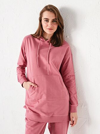 Düz Uzun Kollu Kadın Hoodie