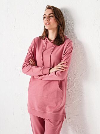 Düz Uzun Kollu Kadın Hoodie