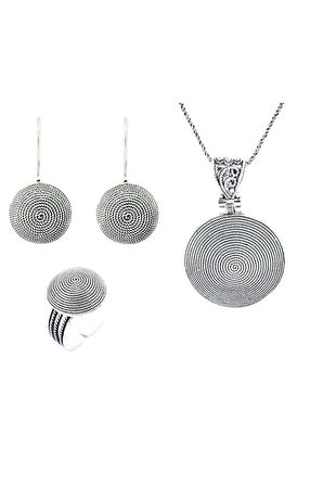 El Işi Yuvarlak Motifli Telkari Üçlü Set