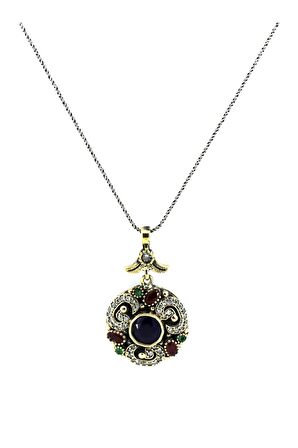 925 Ayar Safir Taşlı Otantik Gümüş Üçlü Set