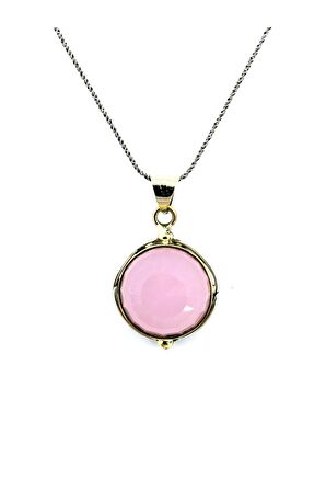 925 Ayar Pembe Kuvars Taşlı Otantik Gümüş Üçlü Set