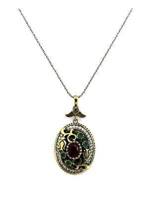925 Ayar Yakut Taşlı Otantik Gümüş Üçlü Set
