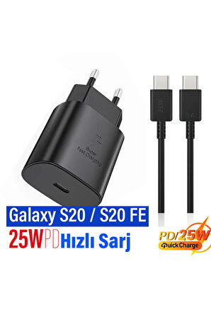 Samsung S20 - S20 FE Şarj Aleti Type-C 25W Hızlı Şarj Cihazı ve 5A Kablo