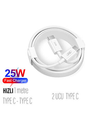 Samsung S20 - S20 FE - S20+ Plus - S22 Uyumlu Hızlı Şarj Kablosu 25W Hızlı İki Ucu Type-C Kablo
