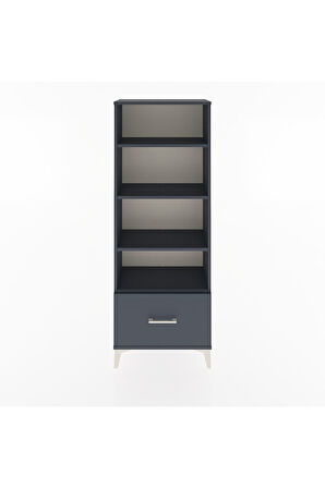 Arges Dolap 4 Raflı Tek Çekmeceli 60x30x163 Antrasit-Antrasit