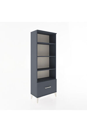 Arges Dolap 4 Raflı Tek Çekmeceli 60x30x163 Antrasit-Antrasit