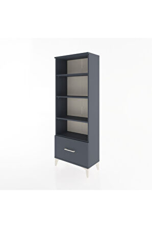 Arges Dolap 4 Raflı Tek Çekmeceli 60x30x163 Antrasit-Antrasit