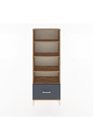 Arges Dolap 4 Raflı Tek Çekmeceli 60x30x163 Çam-Antrasit