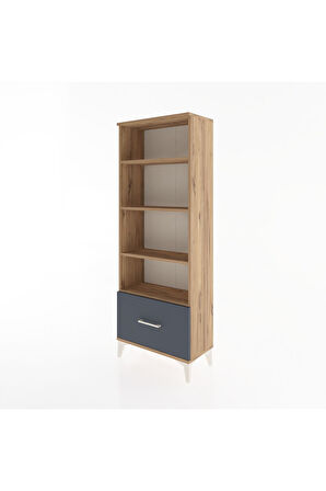 Arges Dolap 4 Raflı Tek Çekmeceli 60x30x163 Çam-Antrasit