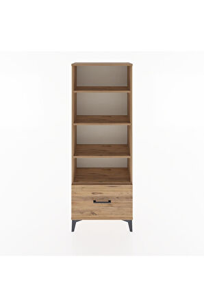 Arges Dolap 4 Raflı Tek Çekmeceli 60x30x163 Çam-Çam