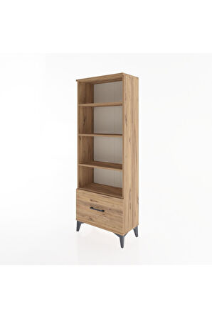 Arges Dolap 4 Raflı Tek Çekmeceli 60x30x163 Çam-Çam