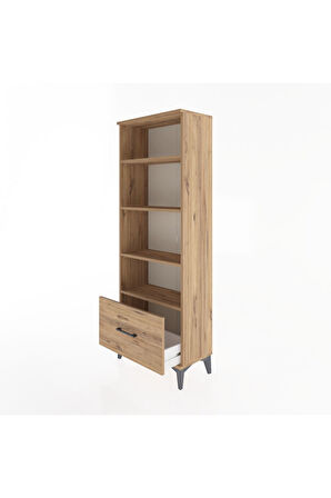 Arges Dolap 4 Raflı Tek Çekmeceli 60x30x163 Çam-Çam