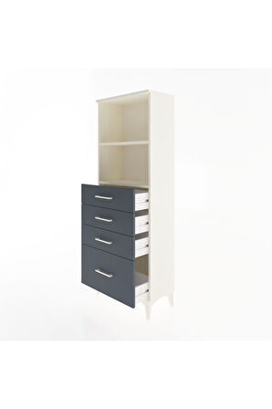 Arges Dolap 2 Raflı 4 Çekmeceli 60x30x163 Aytaşı-Antrasit
