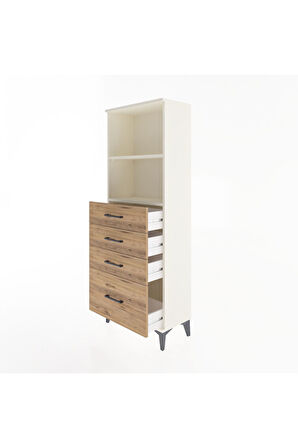 Arges Dolap 2 Raflı 4 Çekmeceli 60x30x163 Aytaşı-Çam