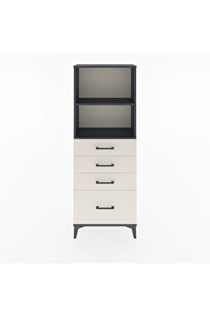 Arges Dolap 2 Raflı 4 Çekmeceli 60x30x163 Antrasit-Aytaşı