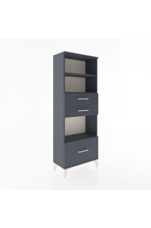 Arges Dolap 3 Raflı 3 Çekmeceli 60x30x163 Antrasit-Antrasit