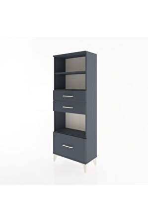 Arges Dolap 3 Raflı 3 Çekmeceli 60x30x163 Antrasit-Antrasit