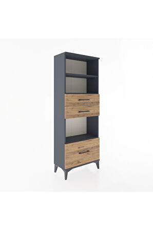 Arges Dolap 3 Raflı 3 Çekmeceli 60x30x163 Antrasit-Çam