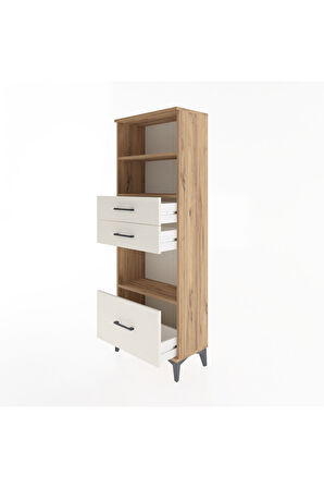 Arges Dolap 3 Raflı 3 Çekmeceli 60x30x163 Çam-Aytaşı