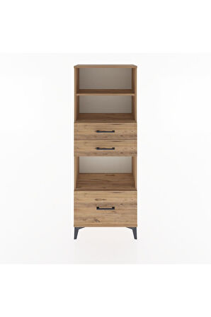 Arges Dolap 3 Raflı 3 Çekmeceli 60x30x163 Çam-Çam