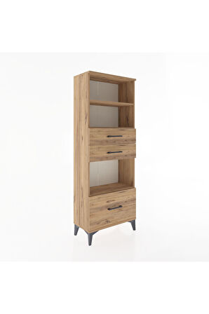 Arges Dolap 3 Raflı 3 Çekmeceli 60x30x163 Çam-Çam