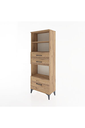 Arges Dolap 3 Raflı 3 Çekmeceli 60x30x163 Çam-Çam