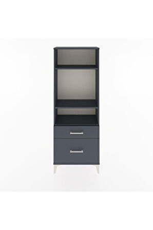 Arges Dolap 3 Raflı 2 Çekmeceli 60x30x163 Antrasit-Antrasit