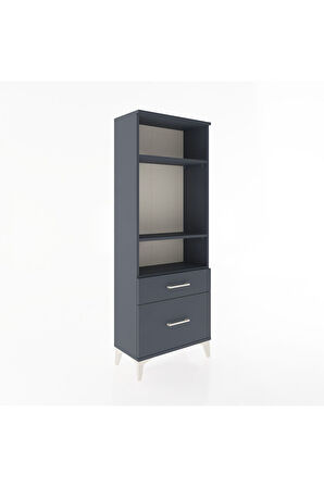 Arges Dolap 3 Raflı 2 Çekmeceli 60x30x163 Antrasit-Antrasit