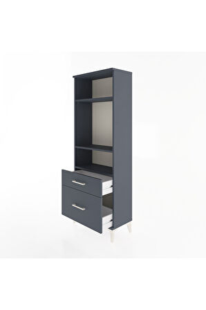 Arges Dolap 3 Raflı 2 Çekmeceli 60x30x163 Antrasit-Antrasit