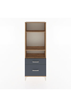 Arges Dolap 3 Raflı 2 Çekmeceli 60x30x163 Çam-Antrasit