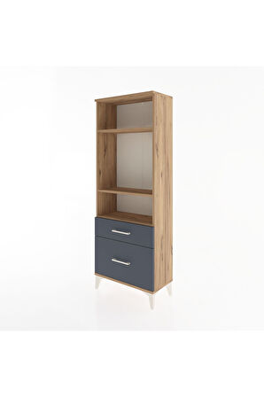 Arges Dolap 3 Raflı 2 Çekmeceli 60x30x163 Çam-Antrasit